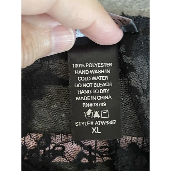 Wet Seal Y2K Mesh Lace Cami Tank Top XL Whimsigoth Dark Elegance 2000s - Picture 5 of 8